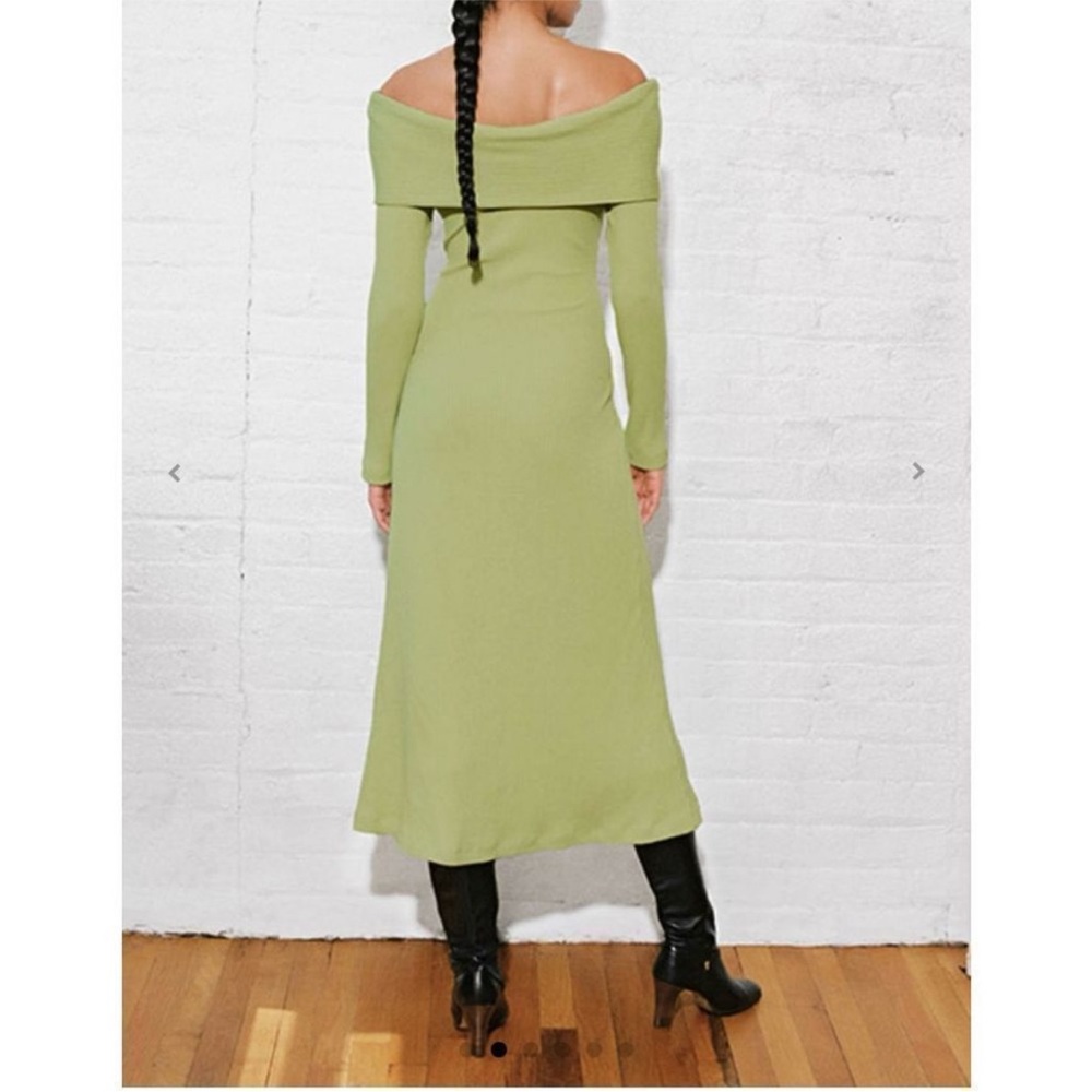 NWT Mara Hoffman Emery Sweater Dress Green Rib Knit Off Shoulder Midi‎ Size XS - Picture 2 of 15